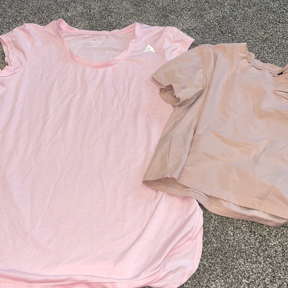 Two pink workout tops! One crop and one full length
